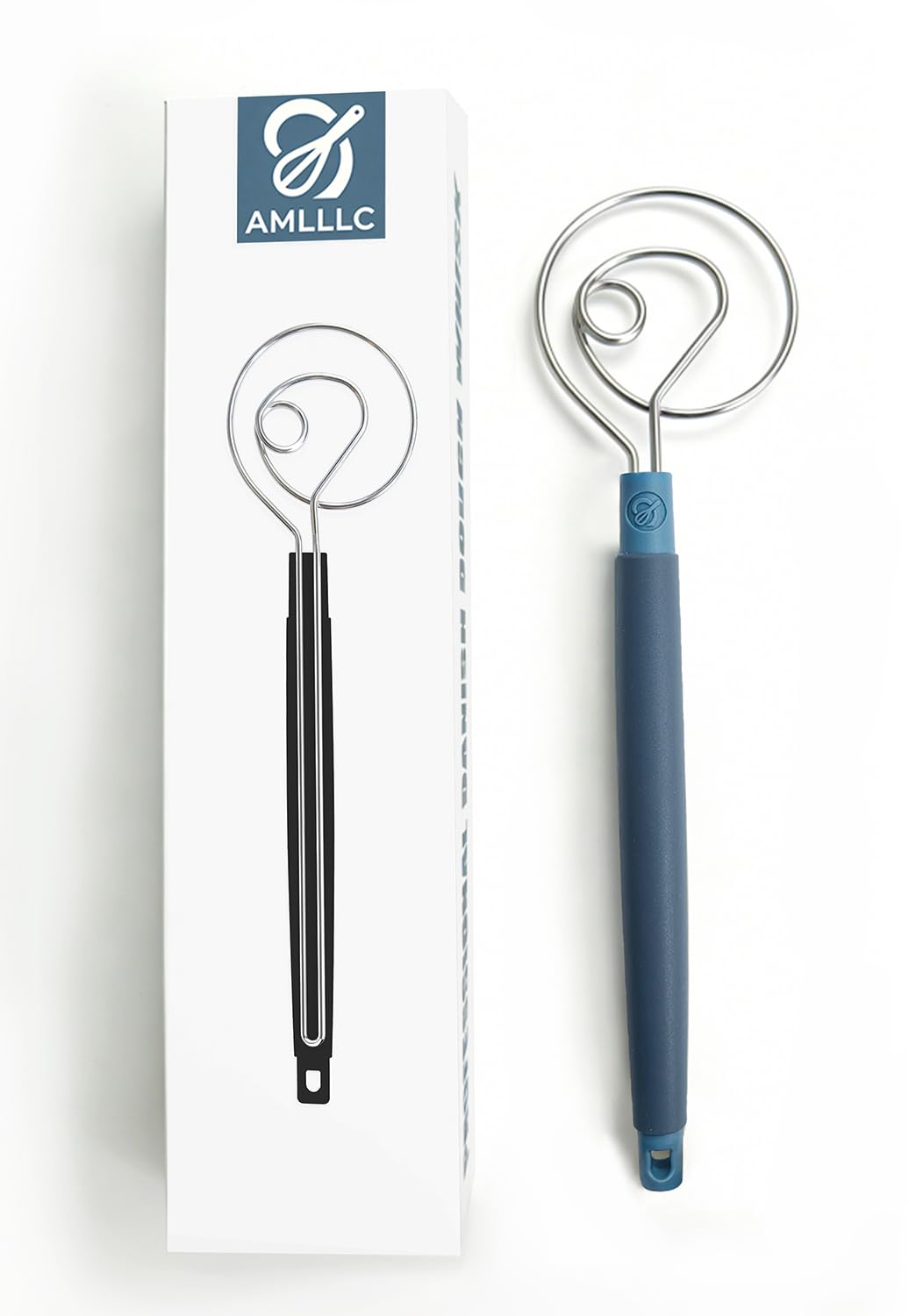 Danish Dough Whisk Heavy Duty 13.5" - Dishwasher-Safe Baking Tool (Blue)
