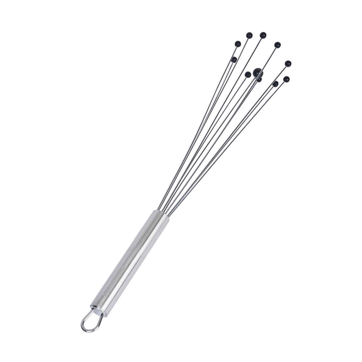 Restaurantware 10.5 in Stainless Steel Ball Whisk - German Standard Egg Beater with Ergonomic Handle, Dishwasher Safe - Manual Mixer Cooking Whisk for Baking, Stirring, Sauces, Beating