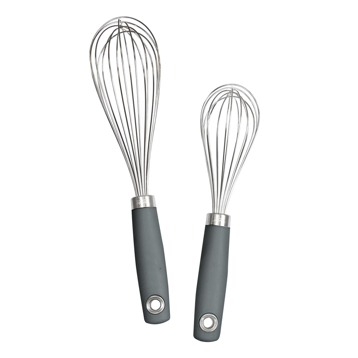 Tovolo Wire Whisk Set of 2 for Baking Cooking Mixing Whisking, 10” & 12” Inch Stainless Steel Wire Kitchen Whisk Set Balloon Design Sturdy Comfort Grip Handle BPA Free Dishwasher Safe, Blue Haze