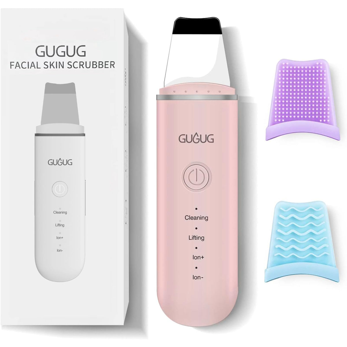 GUGUG Skin Scrubber Spatula Pore Cleaner Blackhead Remover,4 Modes,White