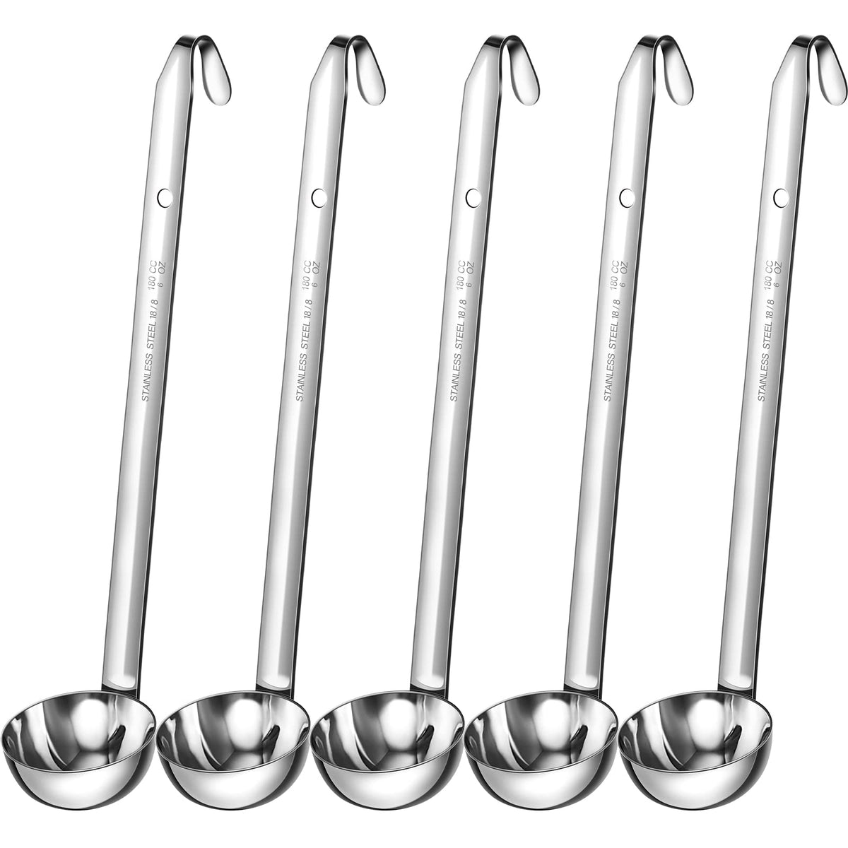 Cunhill 5 Pcs Soup Ladles Stainless Steel Serving Ladle Long Handle, 4 oz
