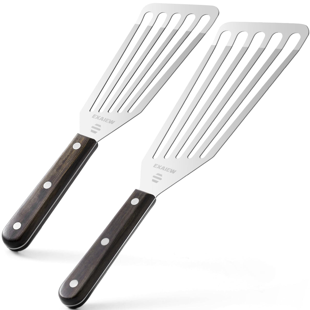 2 Pack Fish Spatula - Stainless Steel Turners, Metal Spatula Set