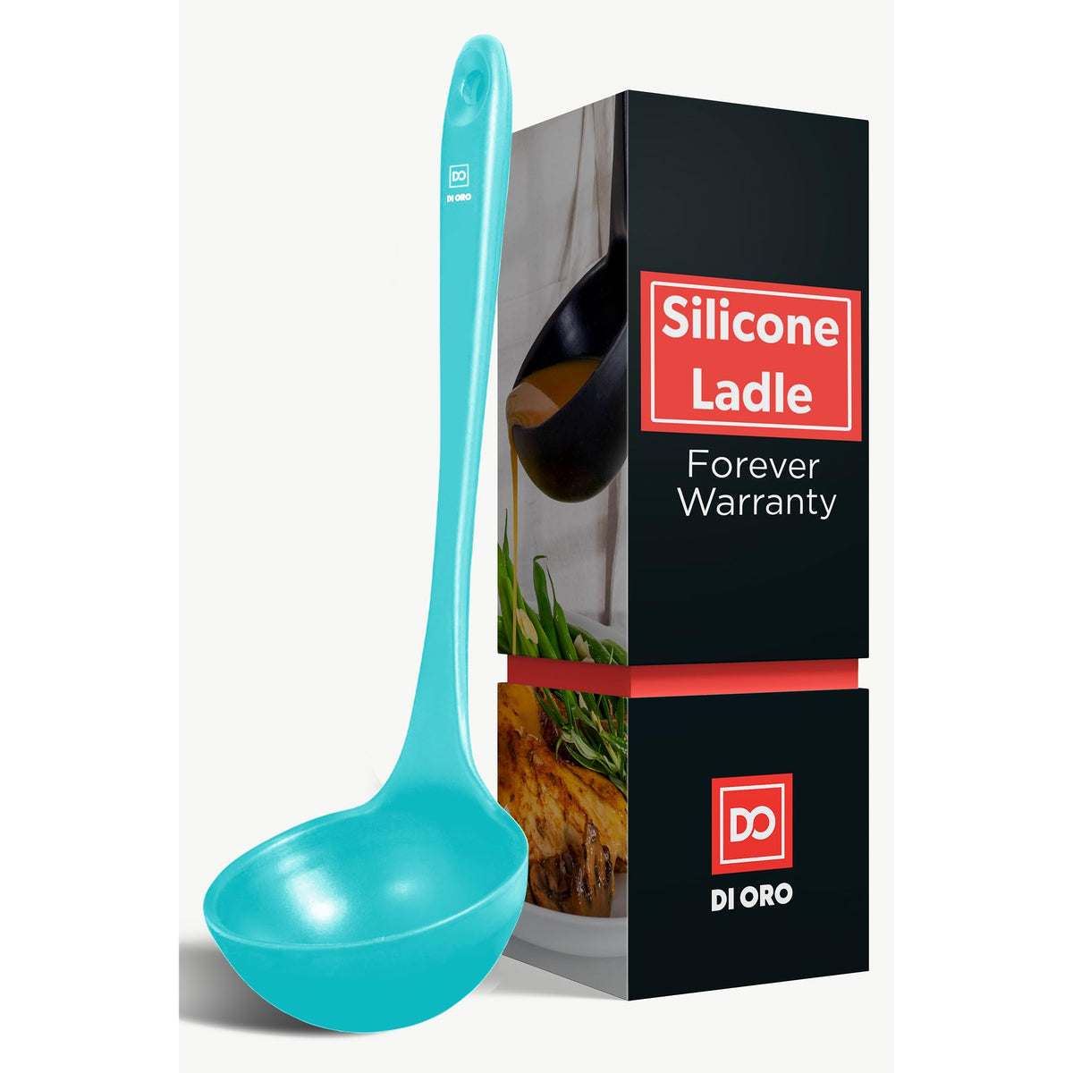 DI ORO Silicone Ladle - Soup & Serving, 600F Heat Resistant, Black