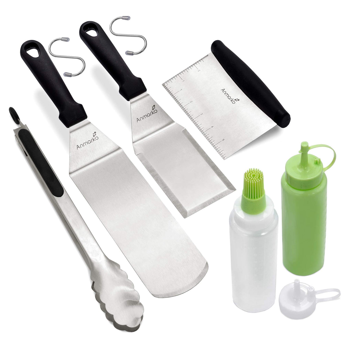 Metal Spatula Stainless Steel and Scraper - Professional Chef Griddle Spatulas Set of 3 - Heavy Duty Accessories Great for Cast Iron BBQ Flat Top Grill Skillet Pan - Commercial Grade