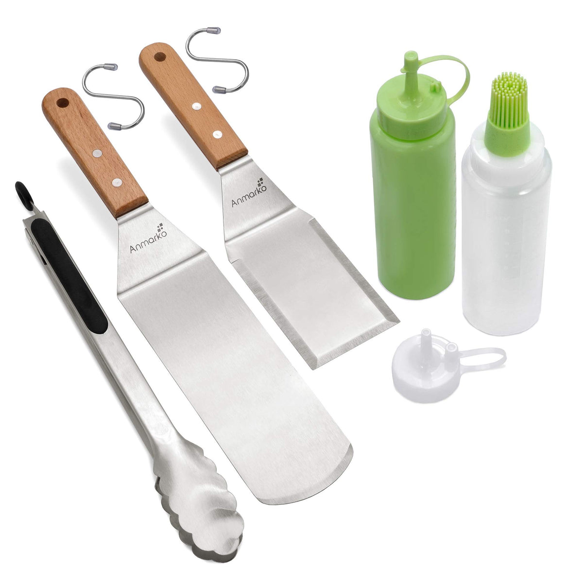 Metal Spatula Set - Griddle Long Spatula - Teppanyaki spatulas - Griddle Scraper and Pancake Flipper or Hamburger Turner - Stainless Steel Utensil great for BBQ Grill Flat Top - Commercial Grade