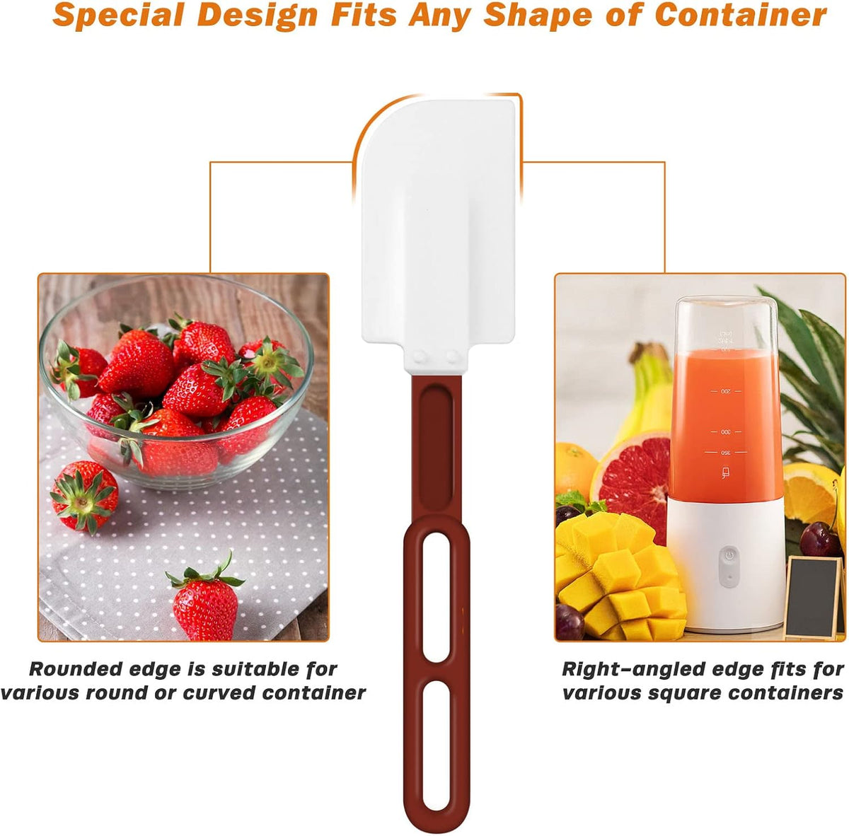 High-Temp Silicone Spatulas, 10'' Commercial Spatula 500°F Heat-Resistant Non-Stick Silicone Scraper, Set of 2 (10-Inch, NSF)