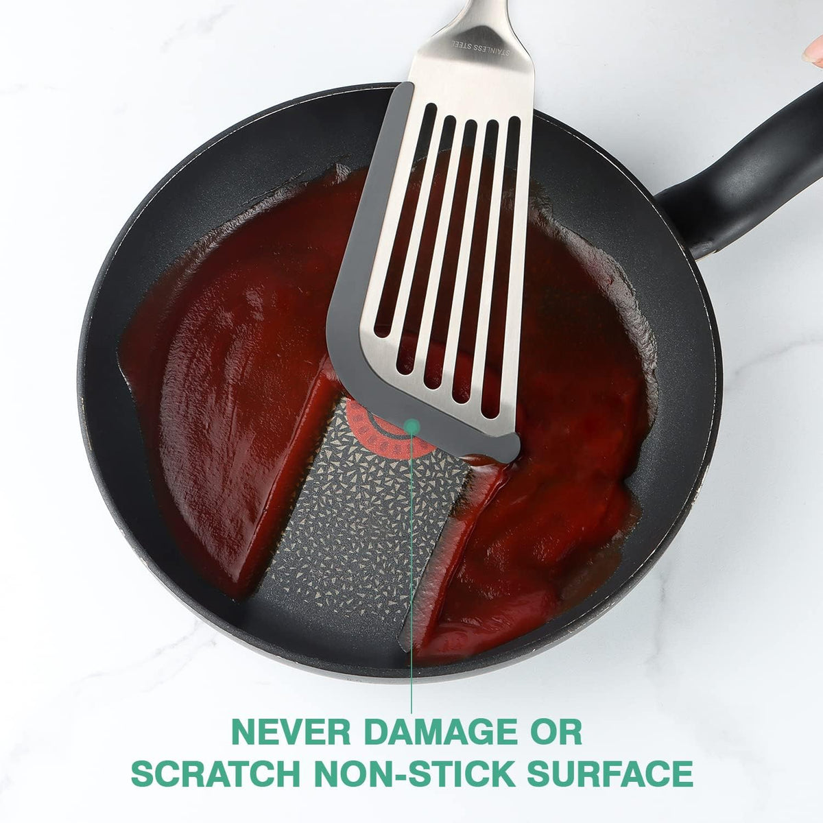 Silicone Fish Spatula, Flexible Slotted Turner for Nonstick Cookware