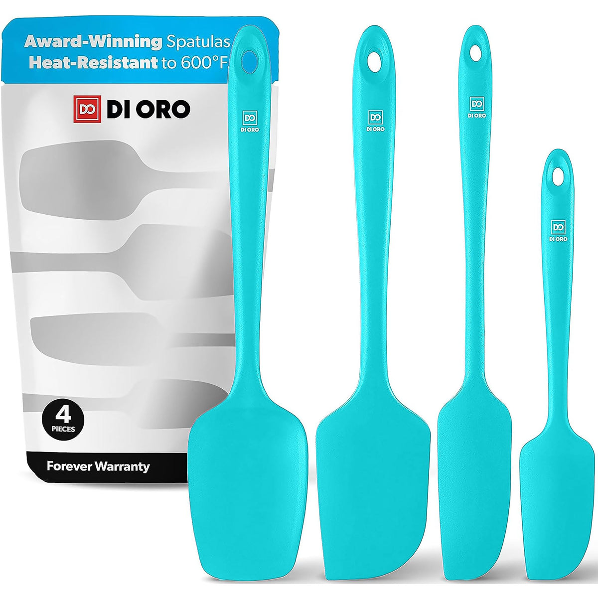 DI ORO Silicone Spatula Set - 600F Heat Resistant, 4-Pc Black