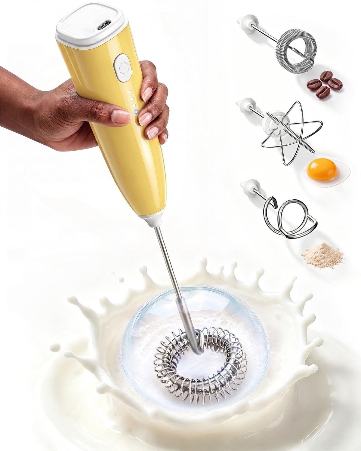 Milk Frother Handheld,Portable Electric Drink Mixer&Wand,Egg Whisk-Green