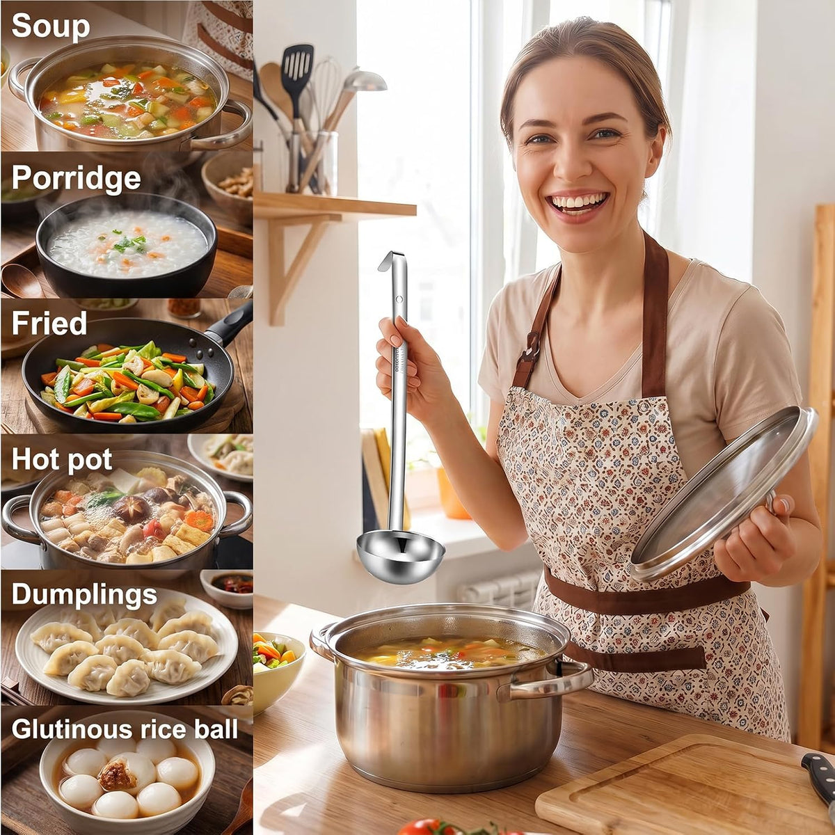 12 PCS Stainless Steel Ladle Set, 4 oz Soup Handle Ladle with Pouring Rim