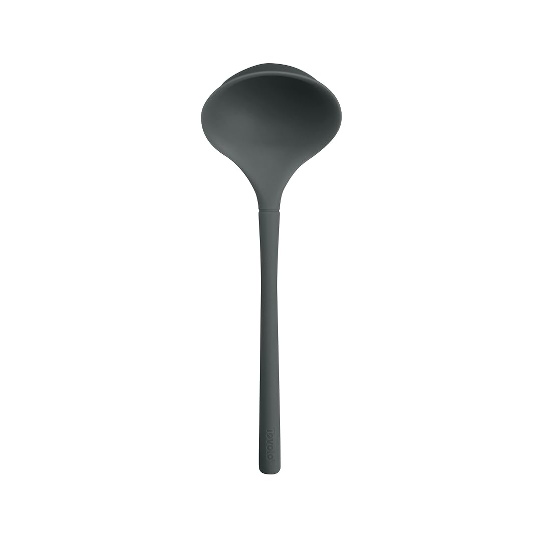 Tovolo Flex Core Silicone Ladle BPA Free Charcoal Gray Deep Silicone Soup Ladle, Heat Resistant All Silicone Ladle Construction, Large Dishwasher Sage Soup Ladle Kitchen Utensil for Cooking