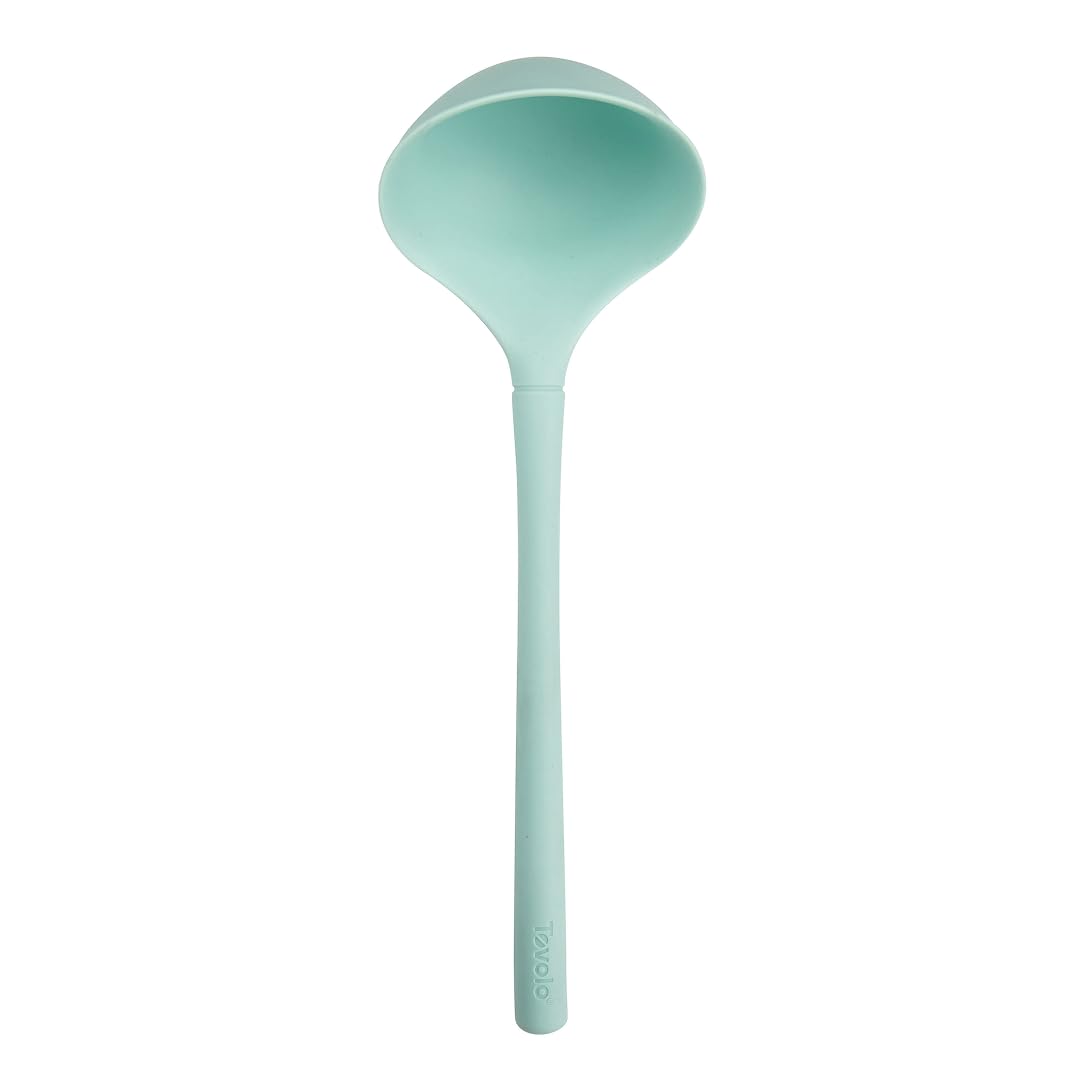 Tovolo Flex Core Silicone Ladle BPA Free Charcoal Gray Deep Silicone Soup Ladle, Heat Resistant All Silicone Ladle Construction, Large Dishwasher Sage Soup Ladle Kitchen Utensil for Cooking