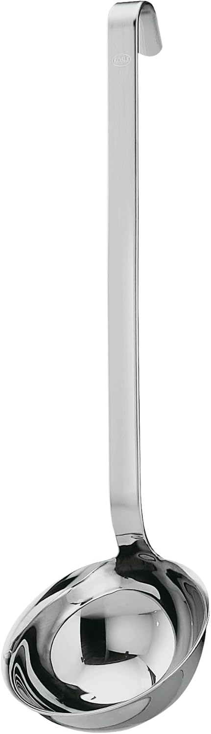 Rosle 10008 Stainless Steel Hooked Handle Ladle with Pouring Rim Serving Spoon 4.1 oz