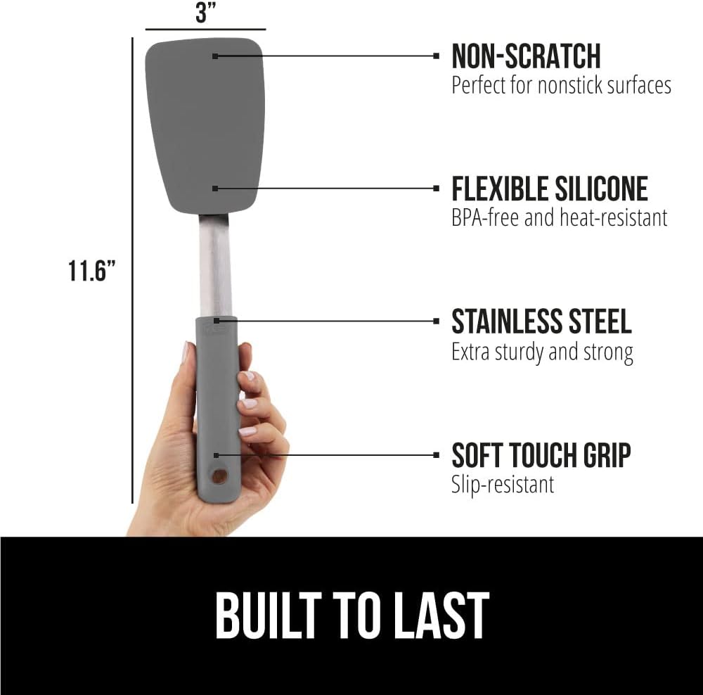 GORILLA GRIP Patented Nonstick Spatula for Frying Pan, 2PK, 11.6 inch, Gray