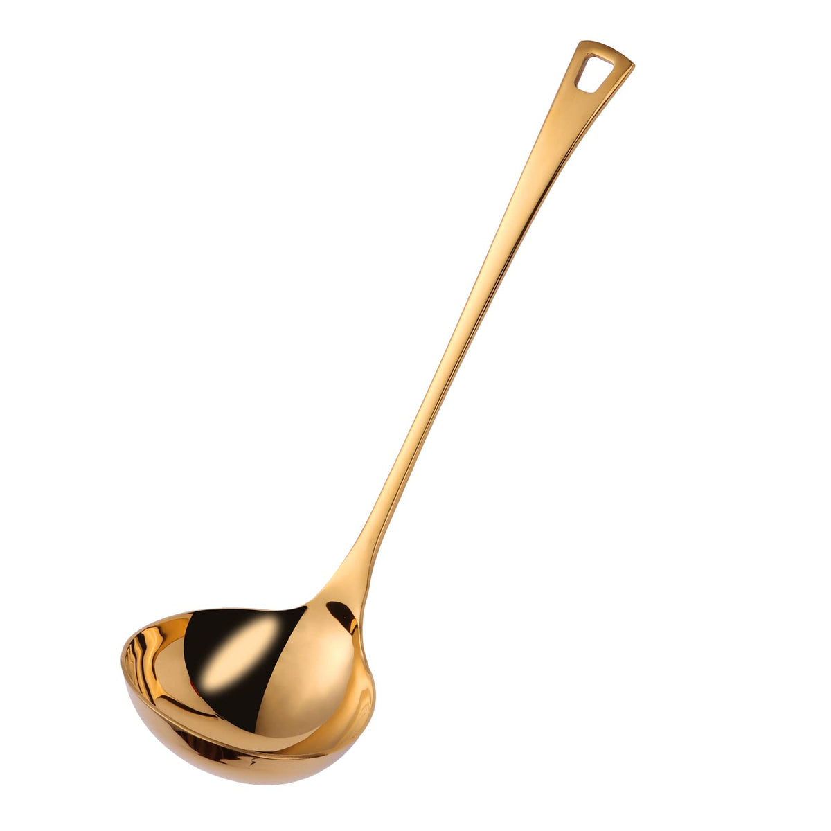 4.Oz 18/10 Stainless Steel Kitchen Ladle Cooking Utensils with 11.8-Inch Handle,Heavy Duty Serving Large Soup Spoon,Dishwasher Safe(Gold)
