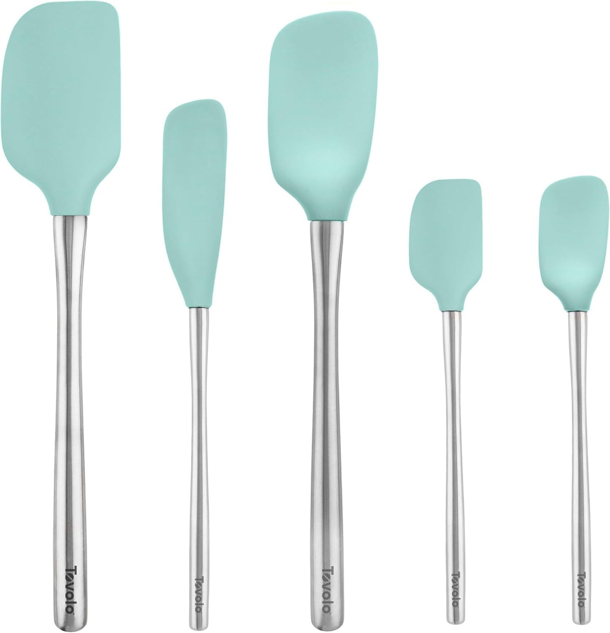 Tovolo Flex Core 5 Piece Silicone Spatula Set Heat Resistant All Silicone Utensils Include Non Stick Spatula Spoonula Jar Scraper, Dishwasher Safe BPA Free Spatulas for Baking Mixing, Cayenne Red