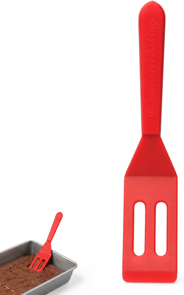Mrs. Anderson’s Baking Mini Brownie Serving Spatula, 8-Inches x 1.5-Inches, Heat-Resistant Flexible Nonstick Silicone, Red