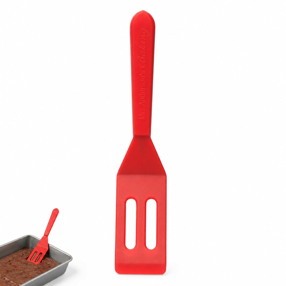 Mrs. Anderson’s Baking Mini Brownie Serving Spatula, 8-Inches x 1.5-Inches, Heat-Resistant Flexible Nonstick Silicone, Red