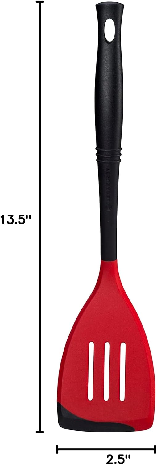 Le Creuset Revolution Bi-Material Slotted Spatula, 13.5" x 2.5", Cerise