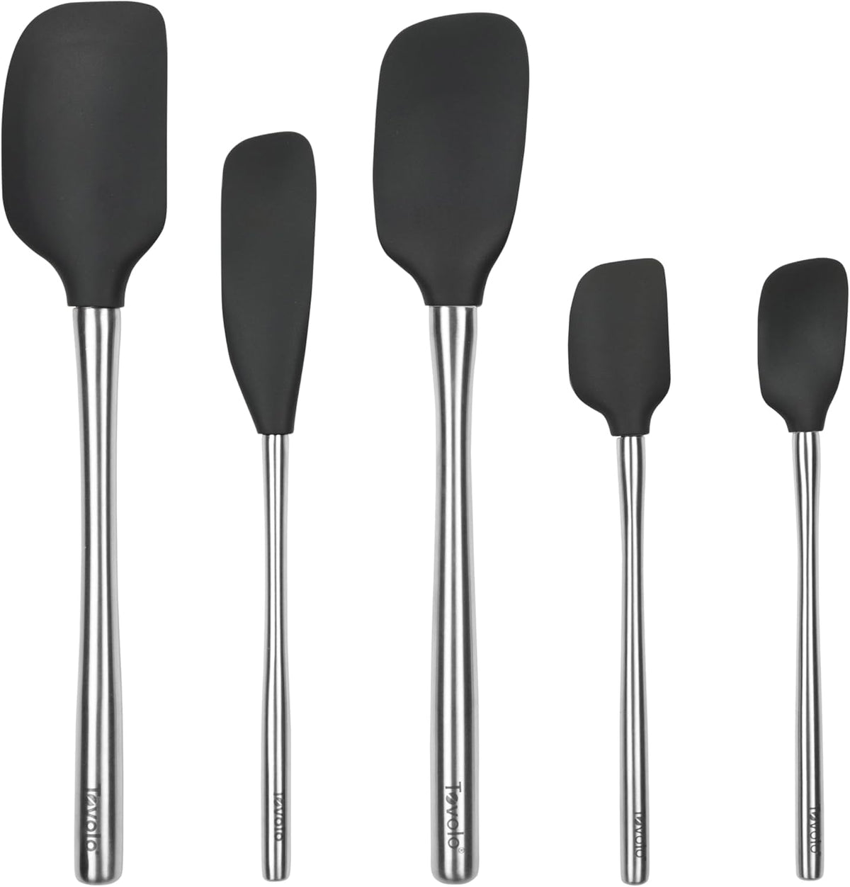 Tovolo Flex Core 5 Piece Silicone Spatula Set Heat Resistant All Silicone Utensils Include Non Stick Spatula Spoonula Jar Scraper, Dishwasher Safe BPA Free Spatulas for Baking Mixing, Cayenne Red