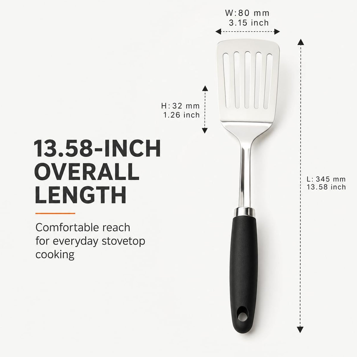 Stainless Steel Slotted Turner Spatula, Thin Edge Turner, Silver