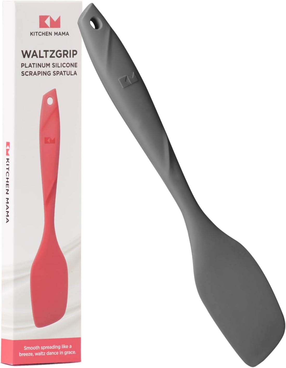 Kitchen Mama WaltzGrip Platinum Silicone Scraping Spatula, Metal Gray