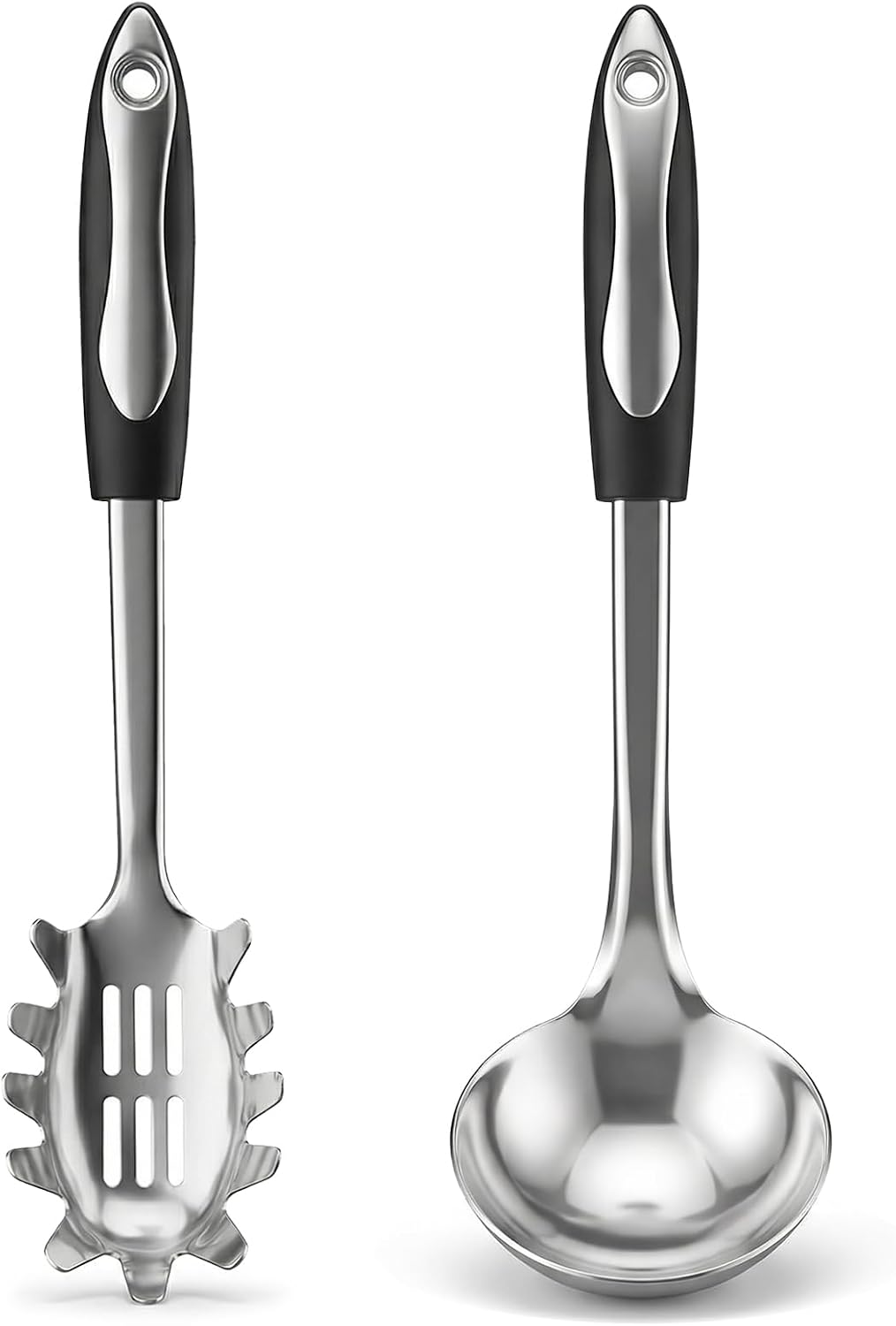 2 PCS Stainless Steel Soup Ladle and Spaghetti Spoon