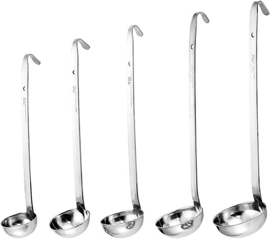 Stainless Steel Soup Ladle Set Long Handled Spoons with Pouring