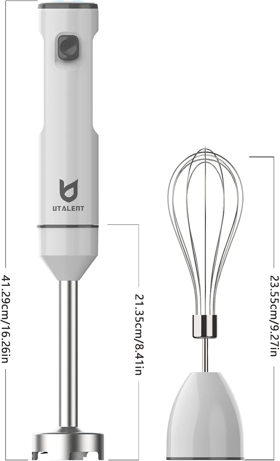 UTALENT Cordless Hand Blender with whisk for Smoothies, Milkshakes & Soups