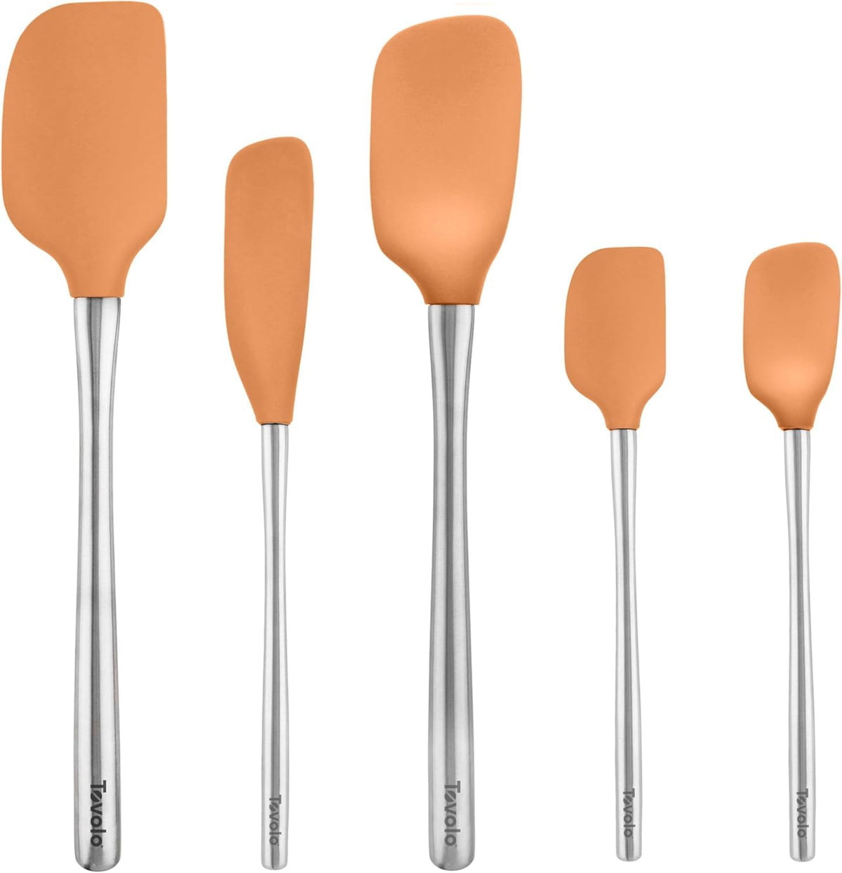 Tovolo Flex Core 5 Piece Silicone Spatula Set Heat Resistant All Silicone Utensils Include Non Stick Spatula Spoonula Jar Scraper, Dishwasher Safe BPA Free Spatulas for Baking Mixing, Cayenne Red