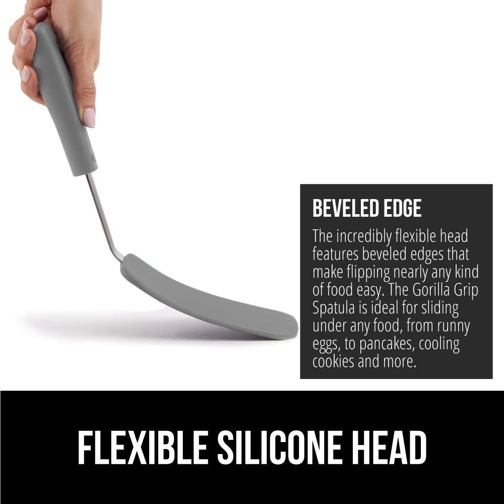 GORILLA GRIP Patented Nonstick Spatula for Frying Pan, 2PK, 11.6 inch, Gray