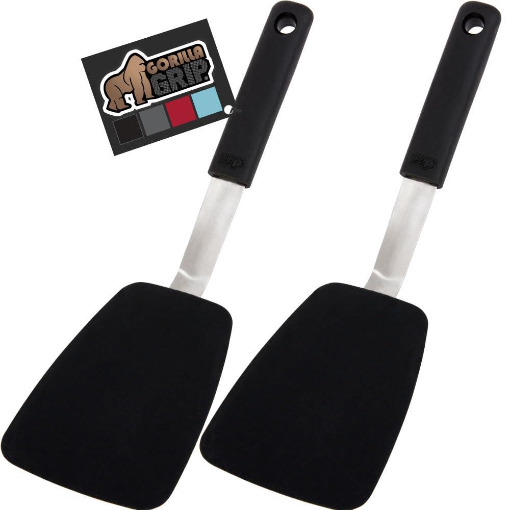 GORILLA GRIP Patented Nonstick Spatula for Frying Pan, 2PK, 11.6 inch, Gray