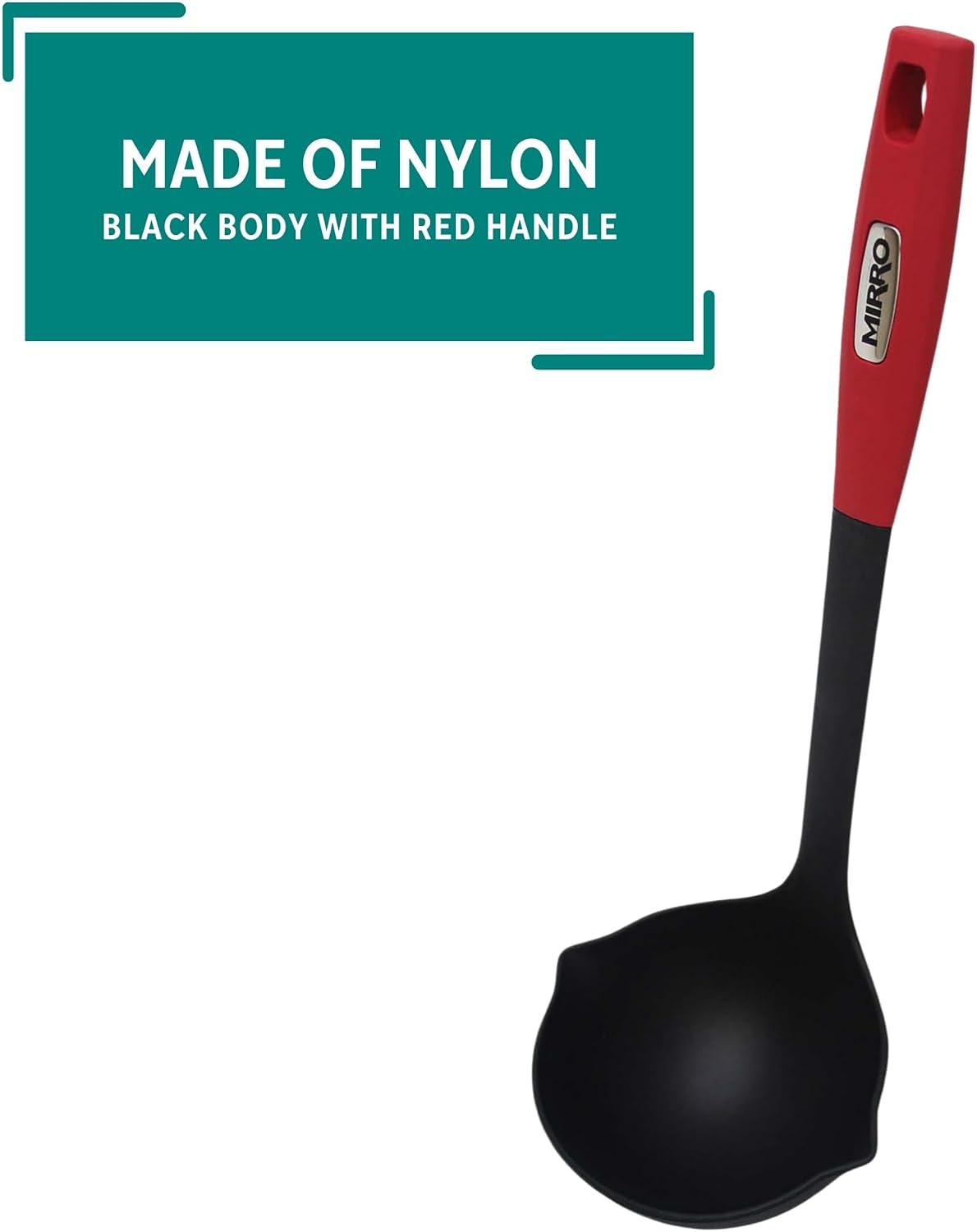 MIRRO 8 Oz XL Canning Ladle for Cooking, Black with Red Handle