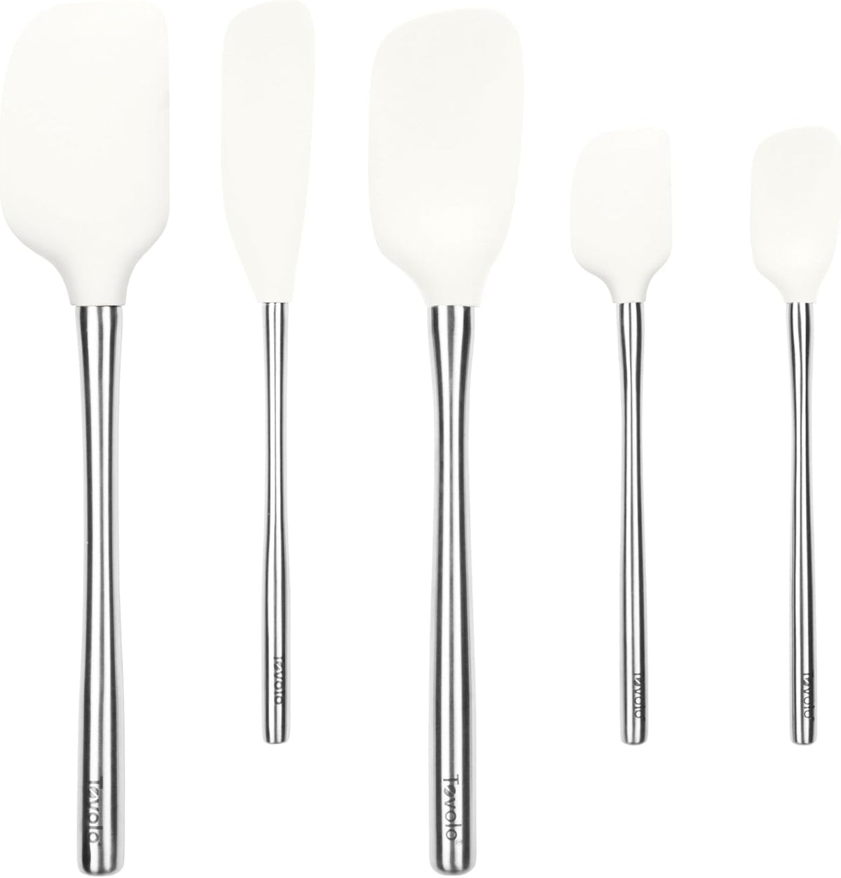 Tovolo Flex Core 5 Piece Silicone Spatula Set Heat Resistant All Silicone Utensils Include Non Stick Spatula Spoonula Jar Scraper, Dishwasher Safe BPA Free Spatulas for Baking Mixing, Cayenne Red