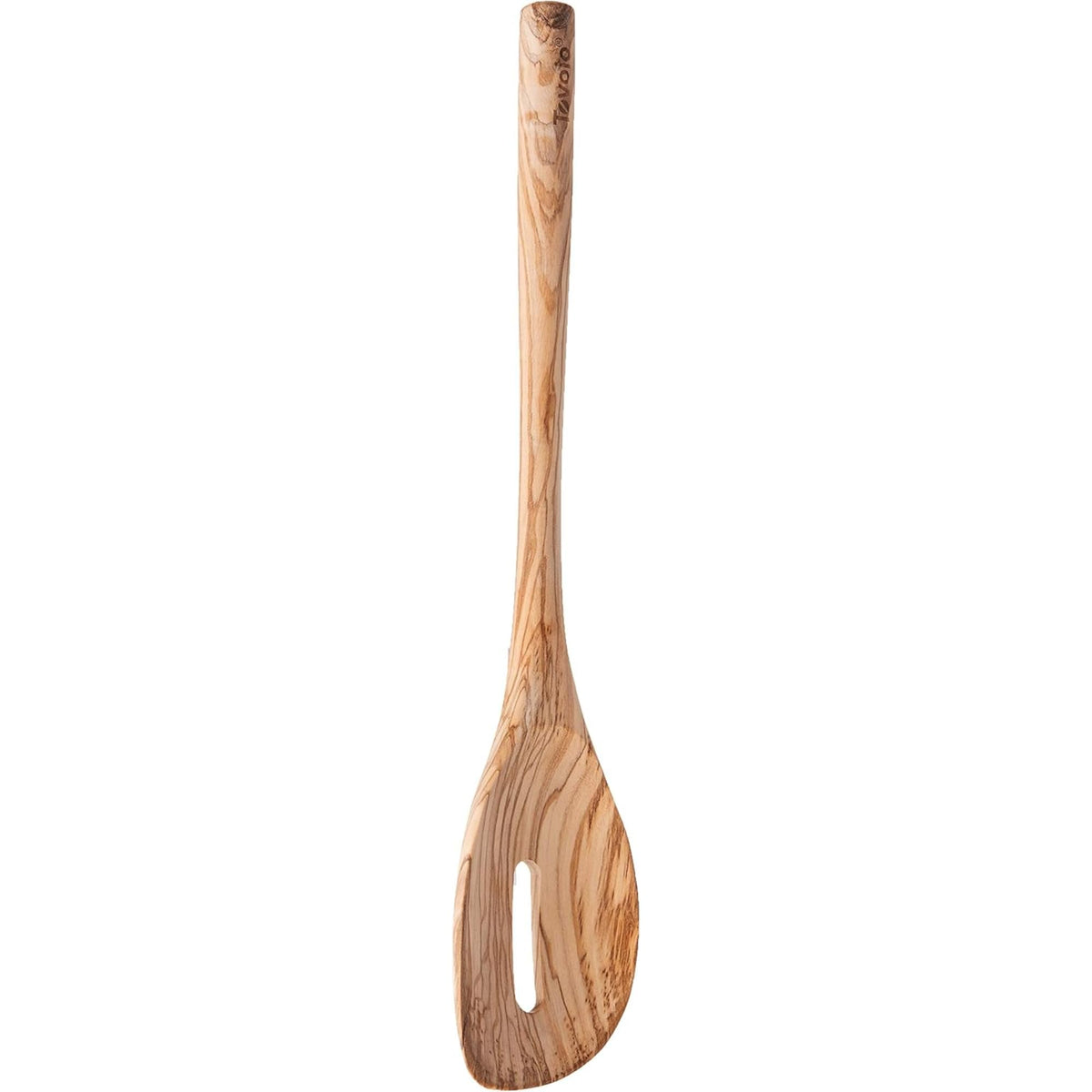 Tovolo Olivewood Angled Turner Spatula, Natural Wood Turner for Cooking & Baking, Wide Flat Edge Pancake Flipper, Safe for Nonstick Pans & Cast Iron Skillets, 12.5" Kitchen Tool