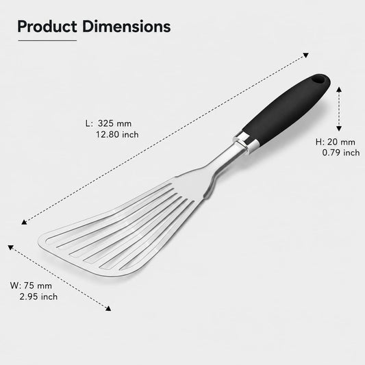 304 Stainless Steel Fish Spatula, Thin Flexible Slotted Turner
