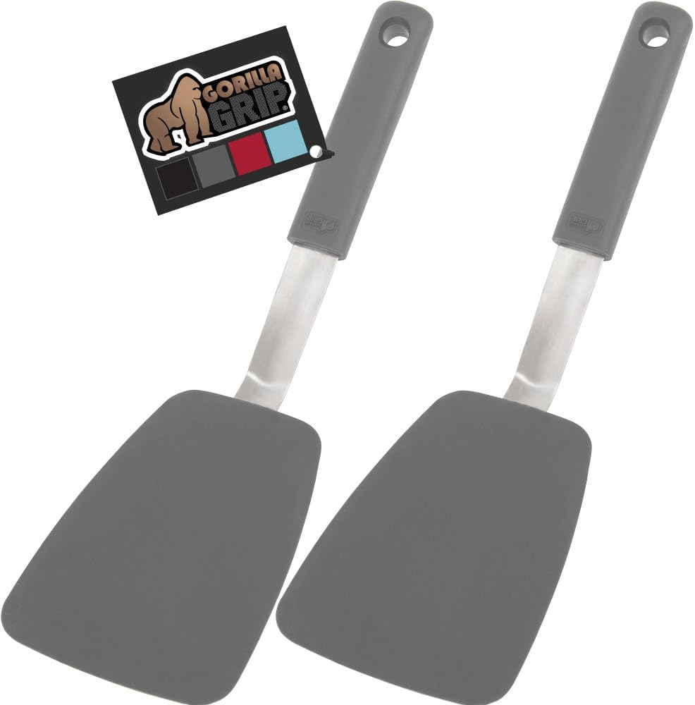 GORILLA GRIP Patented Nonstick Spatula for Frying Pan, 2PK, 11.6 inch, Gray