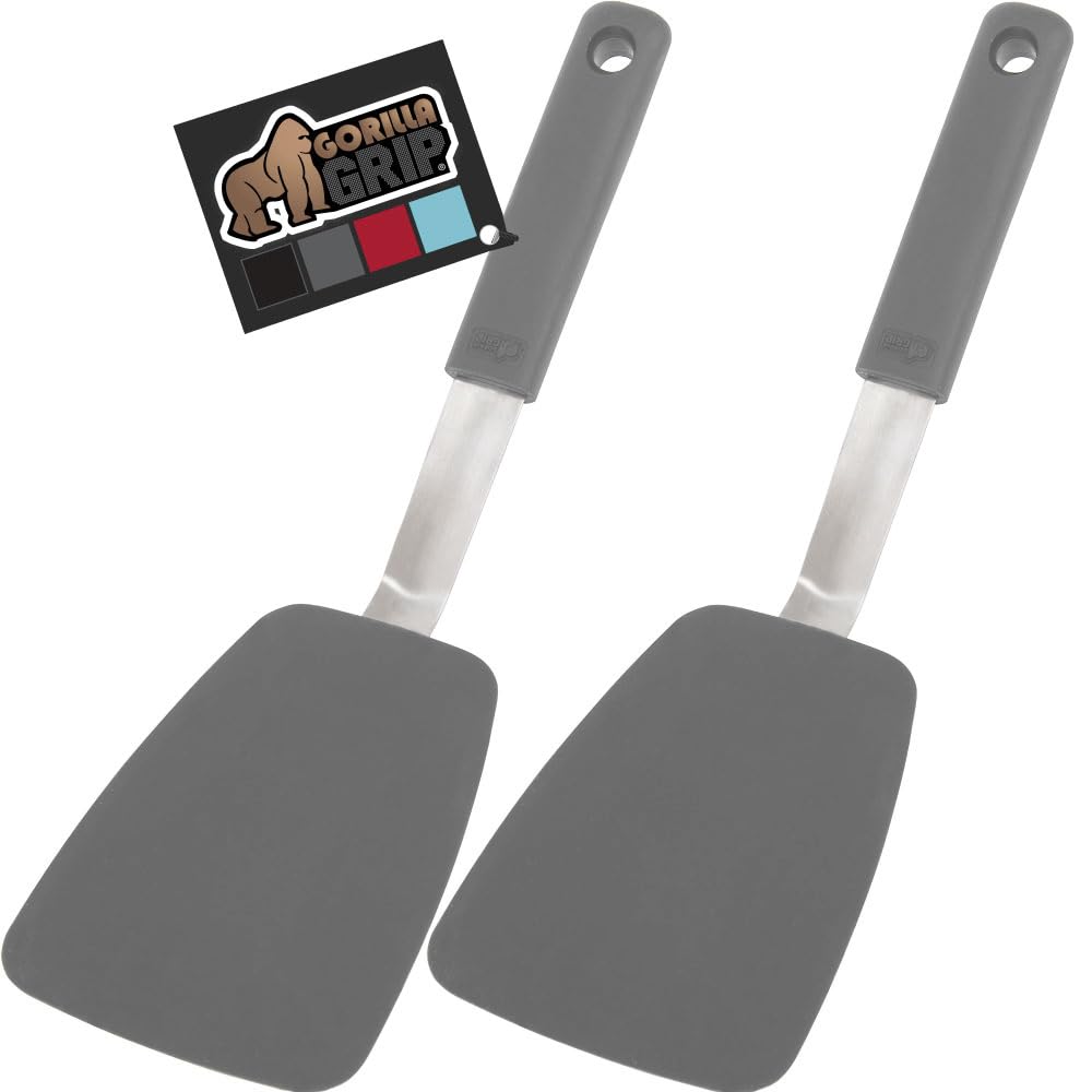 GORILLA GRIP Patented Nonstick Spatula for Frying Pan, 2PK, 11.6 inch, Gray