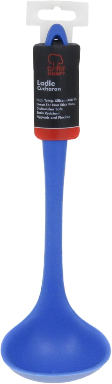 Chef Craft Premium Silicone Cooking Ladle, 11.25 inch, Blue