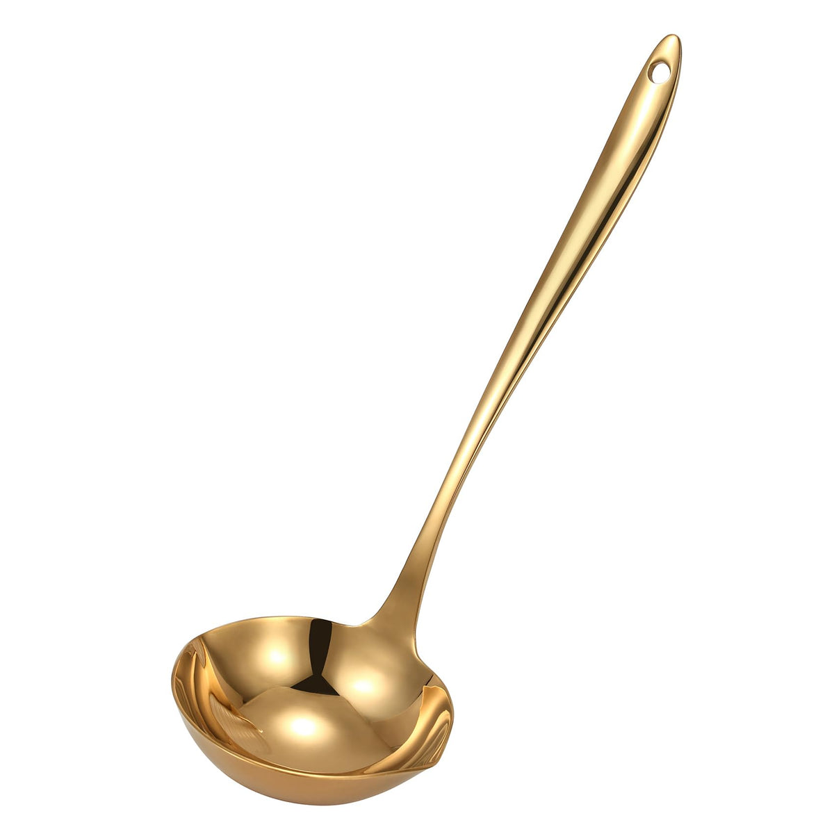 4.Oz 18/10 Stainless Steel Kitchen Ladle Cooking Utensils with 11.8-Inch Handle,Heavy Duty Serving Large Soup Spoon,Dishwasher Safe(Gold)