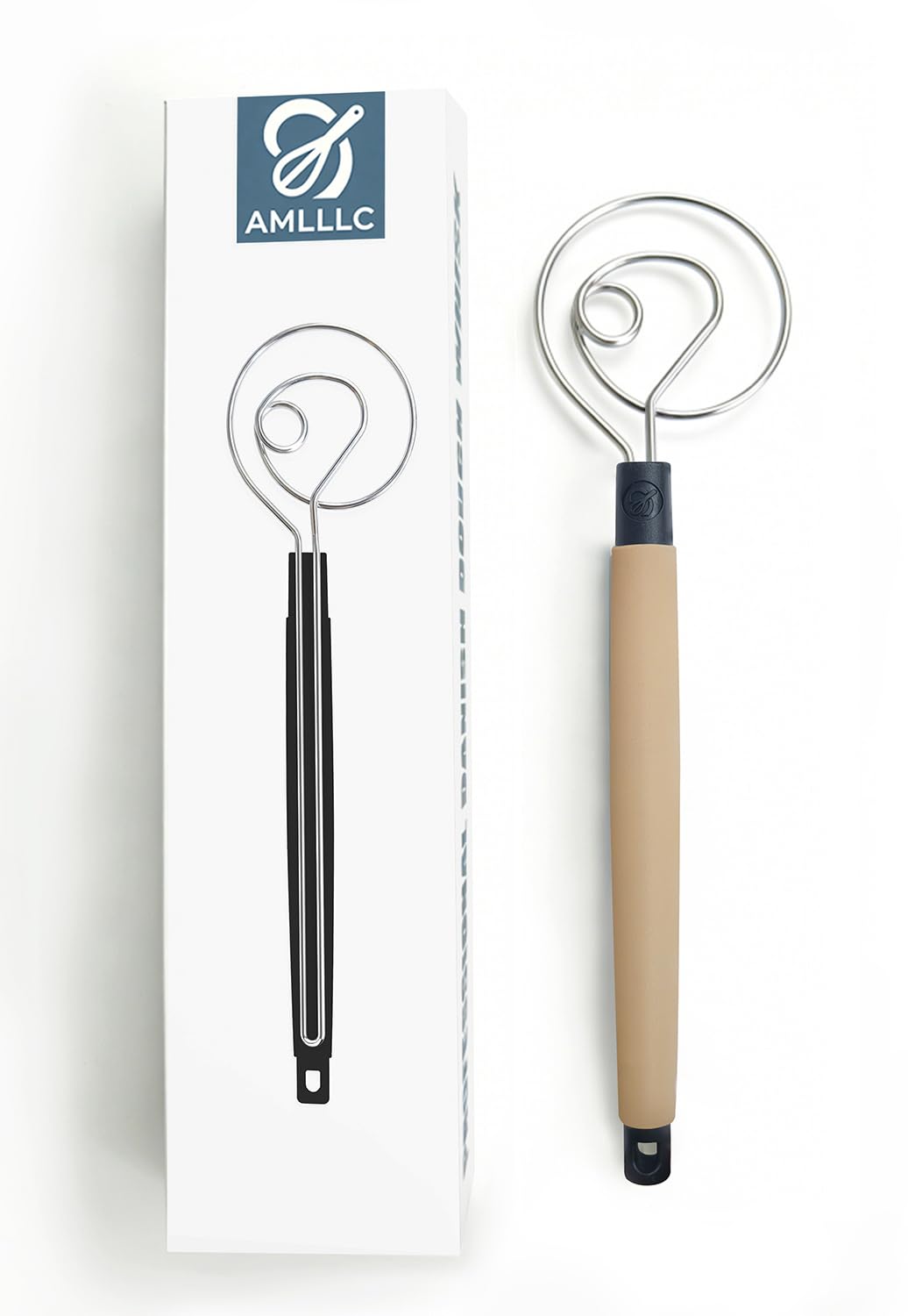 Danish Dough Whisk Heavy Duty 13.5" - Dishwasher-Safe Baking Tool (Blue)