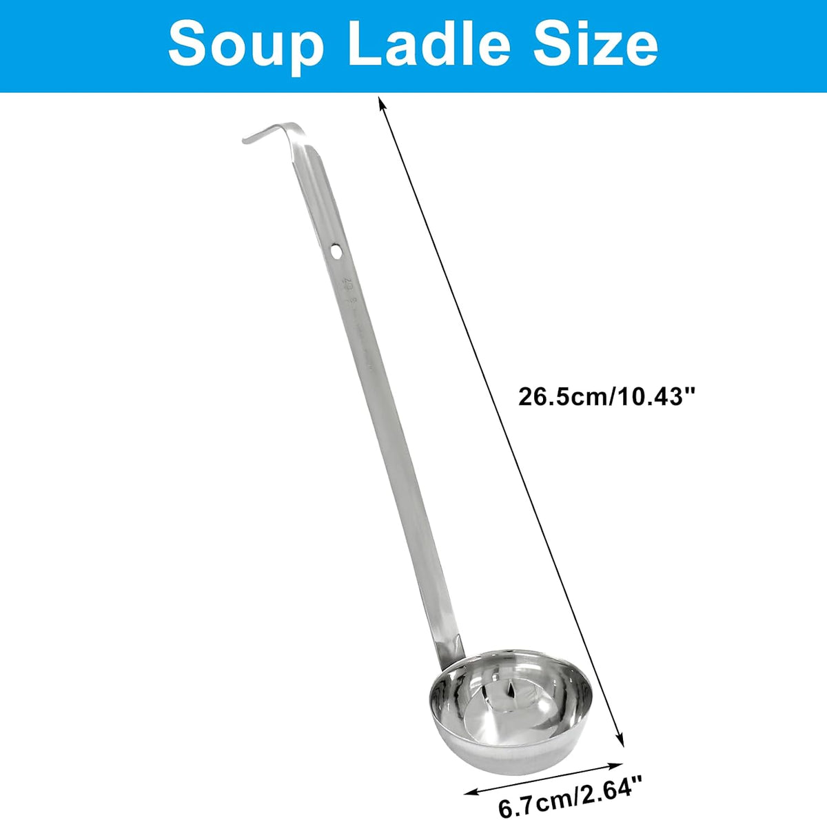 Piutouyar 3 Pcs 3 oz Soup Ladle Set with Long Hooked Handle