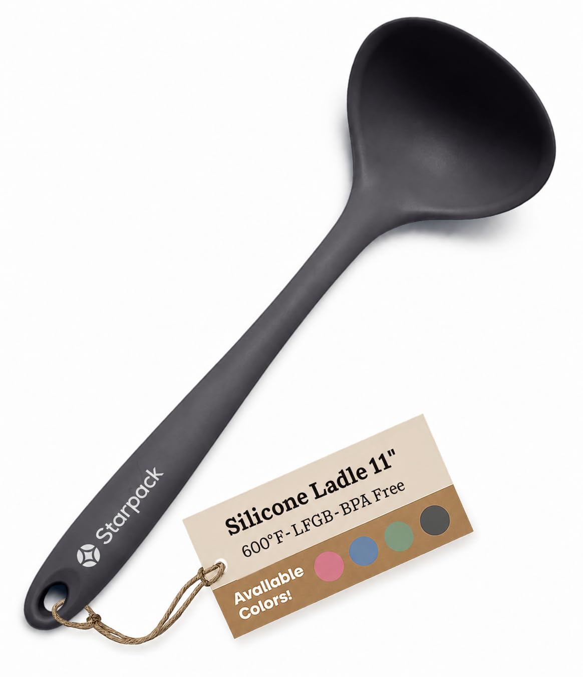 Starpack 'Ladle of Love' Premium Silicone Ladle Spoon 11" - Soup Ladles High Heat Resistant to 600°F - Kitchen Laldes for Serving - Non Stick Silicone Ladles - LFGB Grade Rubber Cooking Spoon - Blue