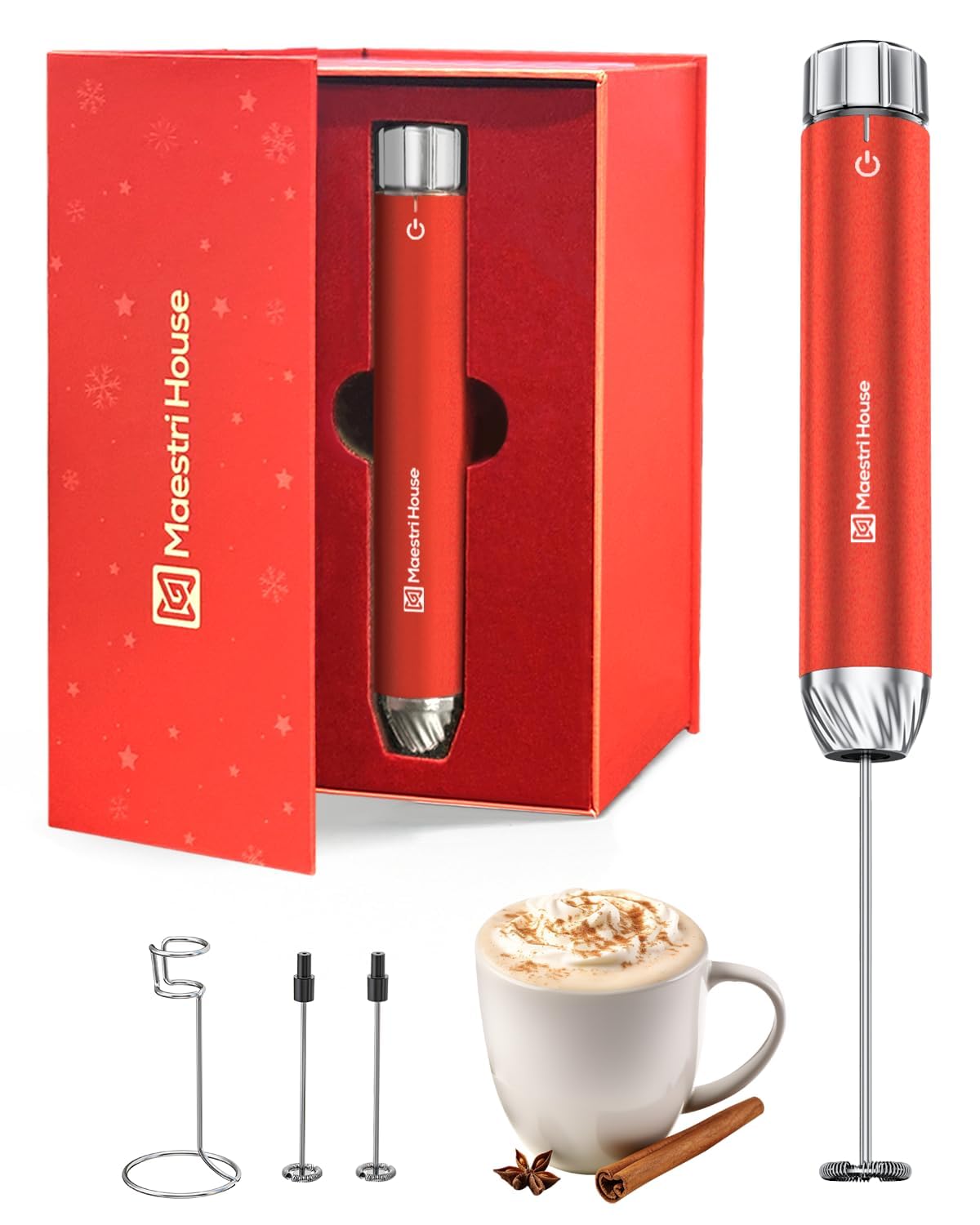 Maestri House LunaFro Max Rechargeable Milk Frother,Stepless Speed Control