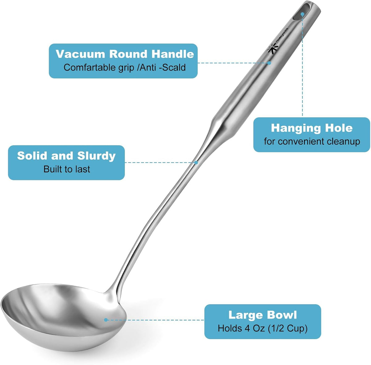 Stainless Steel Soup Ladle - 13.8" Durable Metal Ladel，Perfect Gifts
