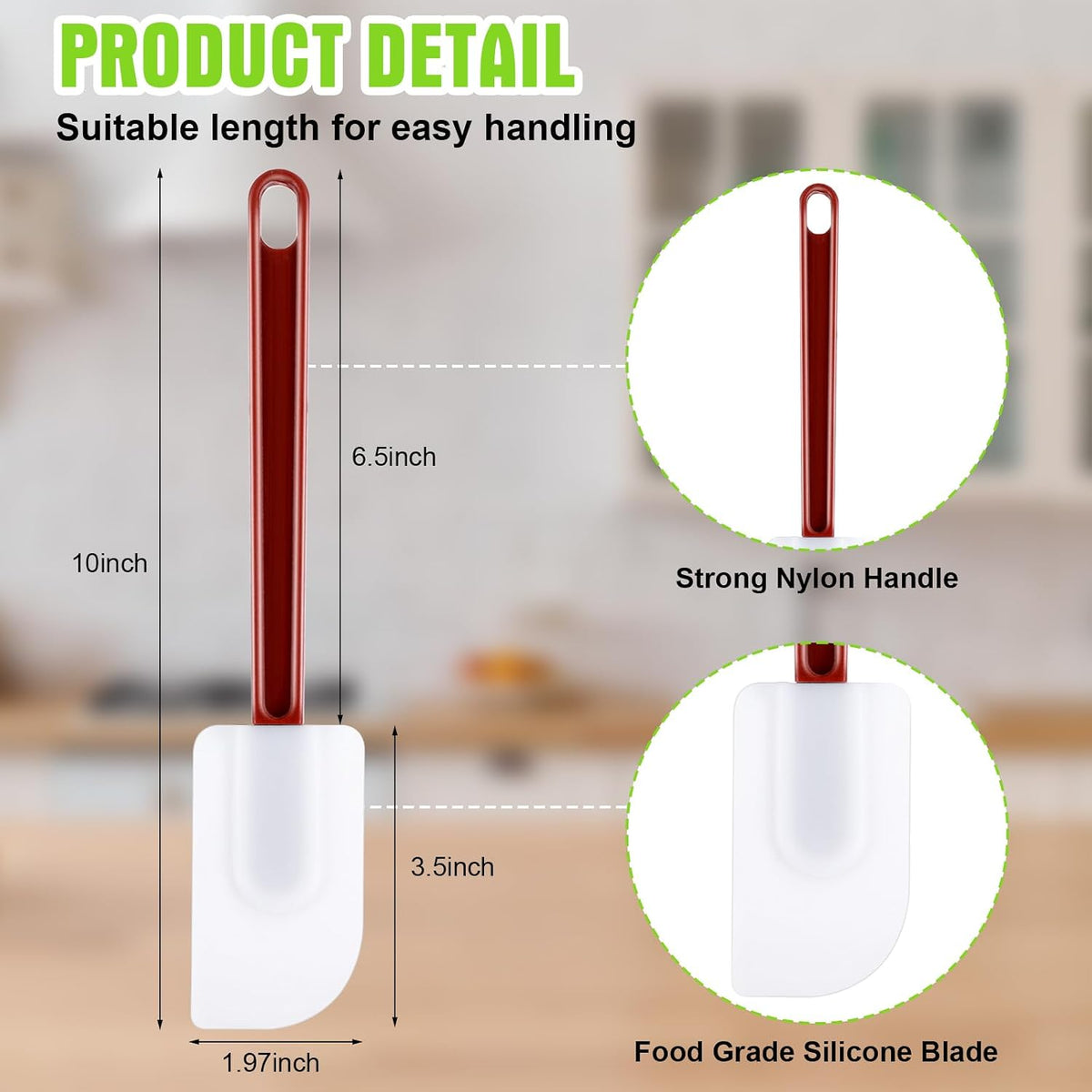 Meekoo 5 Pcs 10 Inch Rubber Spatula High Heat Resistant Silicone Spatula