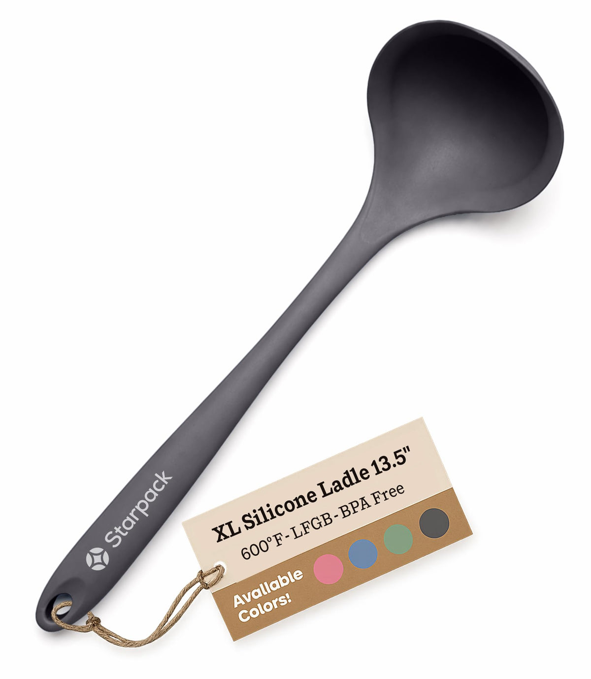 Starpack 'Ladle of Love' Premium Silicone Ladle Spoon 11" - Soup Ladles High Heat Resistant to 600°F - Kitchen Laldes for Serving - Non Stick Silicone Ladles - LFGB Grade Rubber Cooking Spoon - Blue