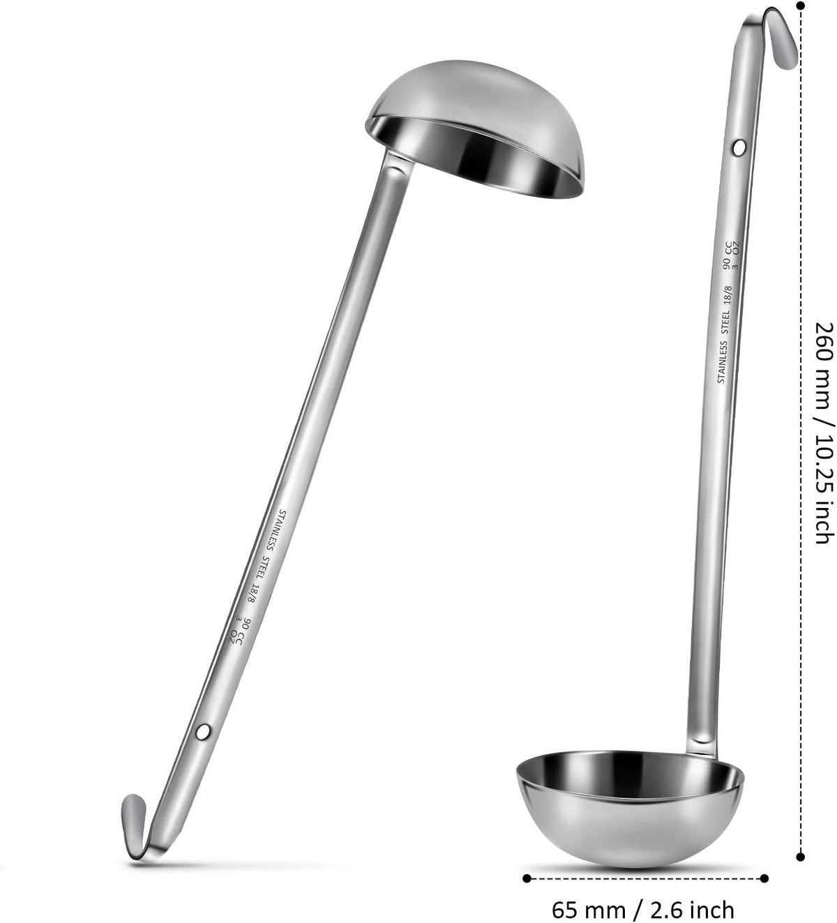 meekoo 3 Pcs Stainless Steel Ladles Soup with Long Handle, 3oz