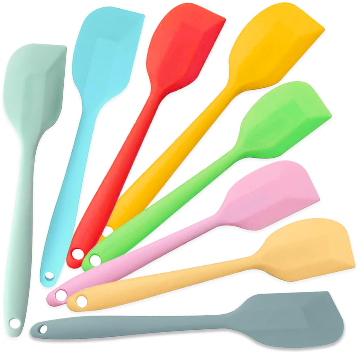 KAKAMINA Black Silicone Spatulas, 8 Pack 8.5 Inch, Sturdy Steel Core