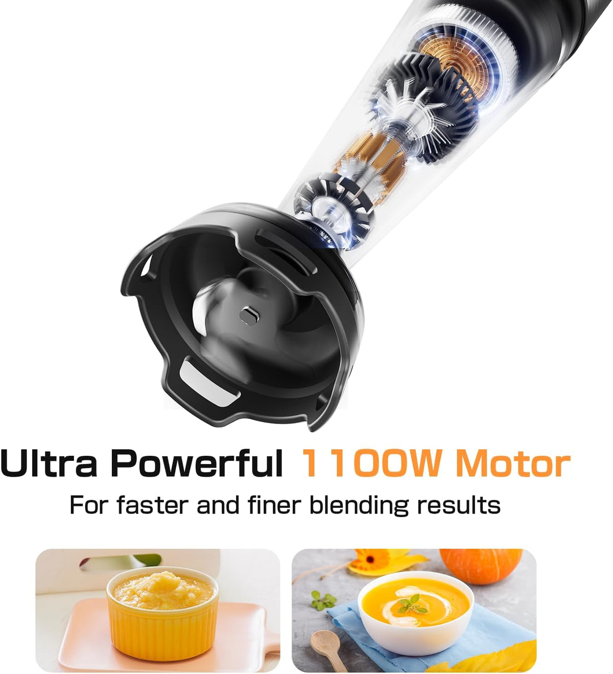 Turelar Immersion Blender Handheld 3-in-1 Hand Blender Set 1100W Heavy Duty